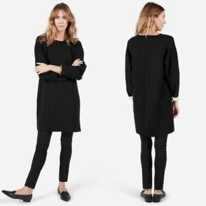 Everlane Thick Scuba Cotton Knit Sweater Tunic Dress Black Women's Size XS
